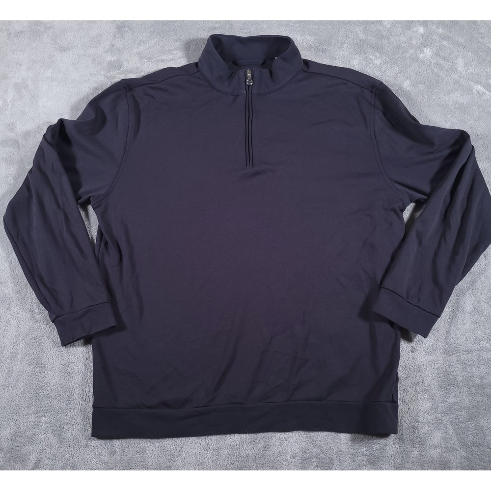 LinkSoul Golf 1/4 Zip Pullover Mens XL Black Long Sleeve Mid Weight 100% Cotton